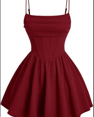 Amazon | Burgundy Fit & Flare Mini Dress