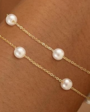Amazon | Gold Pearl Station Bracelet