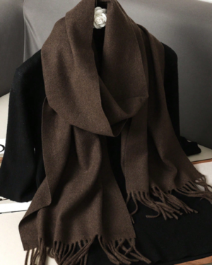 SHEIN | Brown Fringe Winter Scarf