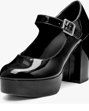 Amazon | Women's Black Mary Jane Platform Heels – Chunky Block Heel Pumps
