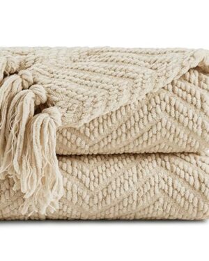 Amazon | Beige Throw Blankets for Couch, Knitted Tan Throw Blanket