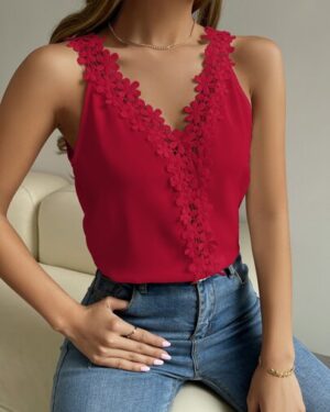 Breezaya Guipure Lace V-neck Tank Top