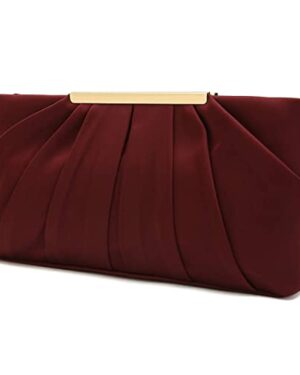 Amazon | Women's Pleated Satin Evening Clutch – Elegant Formal Handbag with Chain Strap