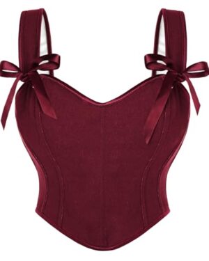 Corset Tops for Women Sweetheart Neckline Overbust Bustier Red Size 6