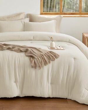 Amazon | Cooling Softer Muslin Linen Comforter Set
