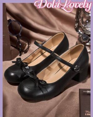 SHEIN | Black Mary Jane Chunky Heel Pumps with Bow