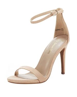 DREAM PAIRS Women's High Heels Stilettos Sandals,Nude/Suede,8