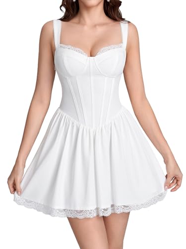 Felyra Womens Lace Corset Floral Cute Mini Graduation Dress 2026 Summer