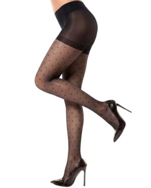 Grevosea Black Patterned Tights for Women, Sheer Nylon Stockings with Back Seam and Control Top Nylon Stockings for Parties Dresses