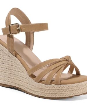 mikarka Sandals for Women 2026: Comfortable Wedge Platform Sandals Women - Braided Espadrilles for Women Ankle Strap Open Toe Wedges Heels Beach Sandals Summer Shoes
