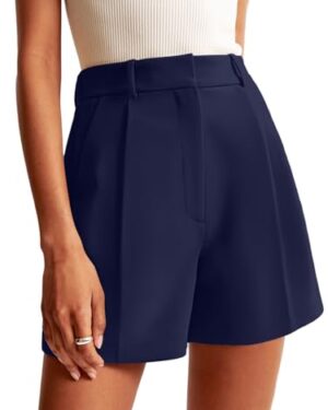 Amazon | Women's High Waisted Navy Dress Shorts – Tailored Summer Shorts for Work, Casual & Vacation