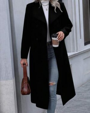 SHEIN | Women's Long Wool Blend Coat – Classic Open Front Overcoat