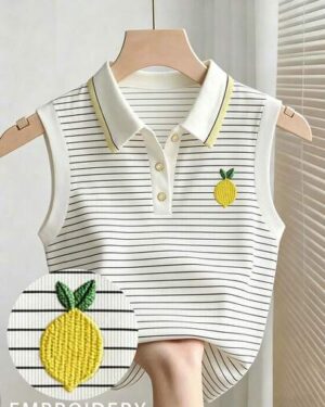 Resyla Women's Striped Print & Embroidery Casual Tank Top For Summer
