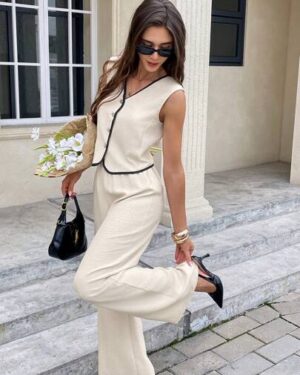 Serisse Women Two Pieces Outfits For Daily Wear Summer CasualAsymmetric
