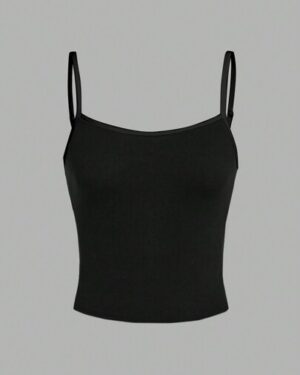SHEIN | Black Ribbed Spaghetti Strap Cami Tank Top