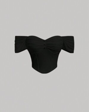 SHEIN | Black Off-the-Shoulder Ruched Crop Top
