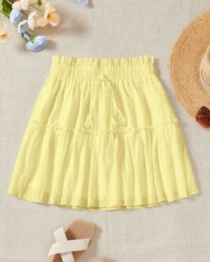 Soleia Casual Summer Skirt With Tie, Frill Trim And Decorative Details