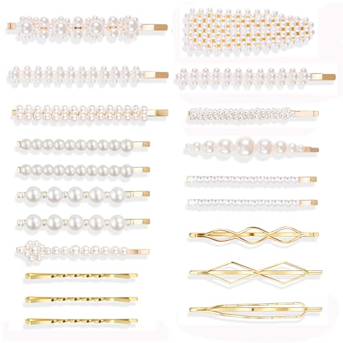 SUMAJU 20Pcs Pearl Hair Clips, Decorative Cute Barrettes Bobby Hair Pins