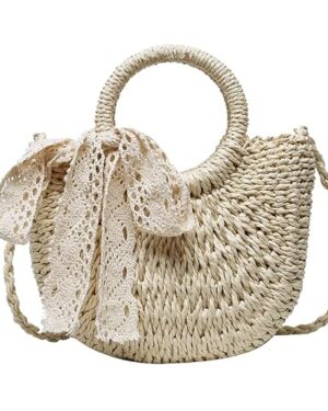 Amazon | Woven Straw Tote Bag with Bow for Women