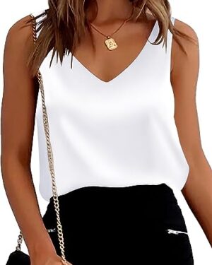 Tank Tops Women Party Club Night Blouses Dressy Camisoles Satin Camisole Silk Strap Tank Basic Womens Cami White XXL
