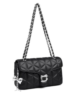 Travistar Quilted Crossbody Bags Purses for Women Chain Shoulder Bag Black