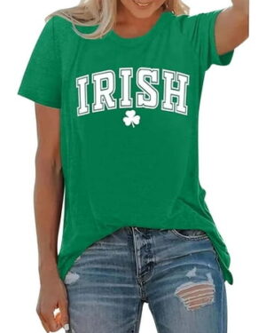 T Shirts For Women St Patricks Day Irish Shamrock Tee Shirt Short Sleeve Crewneck Clover Tees Spring Summer Tops Casual Green L
