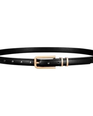 Amazon | Women's Skinny Leather Belt – Adjustable Waist Belt with Gold Buckle