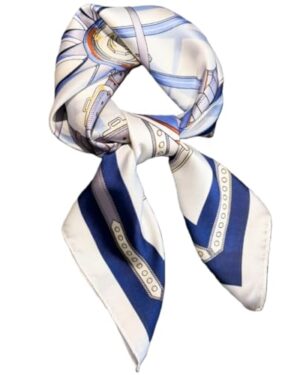 WaJuemy Western Neck sacrf for Women 27.5inches Square Silk Head Scarf Bandanas Fashion Satin Hair Scarves Purse Accessories Wrap Silky Sleeping Headscarf Wraps(12 White chain)