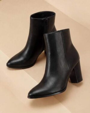 SHEIN | Black Ankle Boots | Classic Pointed Toe Block Heel Booties for Women