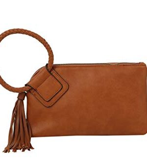 Womens Clutch Purse Wristlet Wallet Evening w/Hand Strap Casual Formal Vegan Leather - Metro Muse (Brown)