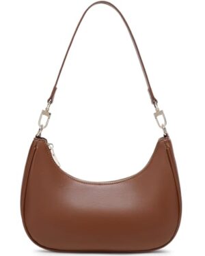 Amazon | Women's Brown Crescent Shoulder Bag – Minimalist Faux Leather Everyday Purse