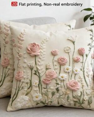 1/2/4pcs 2D Floral Print Decorative Pillow Covers, Soft Luxury French Style, Suitable For Daily Home Use/Soft & Comfortable Pillow Covers, Single-Sided Without Insert, Machine...