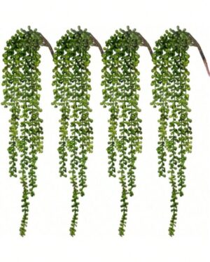 1/4pcs Artificial Succulent Hanging Plants With Faux Pearl Strands, Suitable For Wall, Home, Garden, Outdoor Decor. (Pot Not Included) Faux Pearl Hanging Plants, Suitable For...