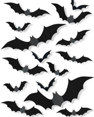 120 Pcs 3D Halloween Decorations Bats Decor,5 Sizes Bats Wall Decor Indoor