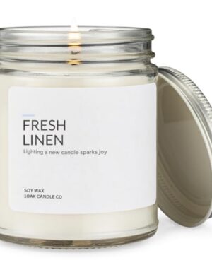 1OAK Fresh Linen Candle Soy Wax - Linen & Clean Cotton Candle Scented - Long Burning Candles Premium - Hand-Poured (7oz.)