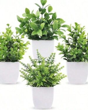 1pc/2pcs/3pcs/4pcs White Flower Pots With Small Hanging Frosted Artificial Plants, Lifelike Hanging Frosted Artificial Plants For Indoor Home Decor, Office, Bathroom And...