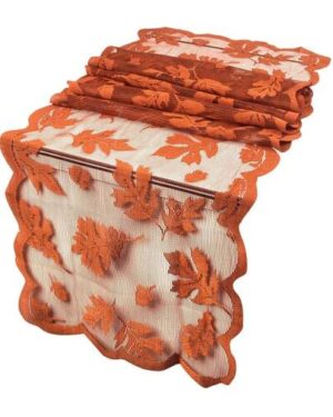 1pc - Autumn Maple Leaf Table Runner, 13x72 Inches, Thanksgiving Table Runner Decoration, Lace Orange Table Runner, Autumn Home Decor, Autumn Dining Table Decoration, Suitable...