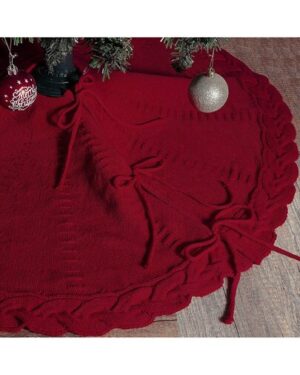 1pc Knitted Christmas Tree Skirt: 48 Inches Cream White Tree Skirt Braided Cable Knit Thick Rustic Christmas Tree Decorations Farmhouse Christmas Decor Xmas Holiday Home Party...