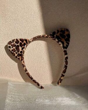 1pc Leopard Print Cat Ear Headband, Women's Leopard Outfit, Cheetah Ear, Cat Ear Headband, Leopard Print Headband, Plush & Comfortable, Animal Print, Daily Wear, Streetwear,...