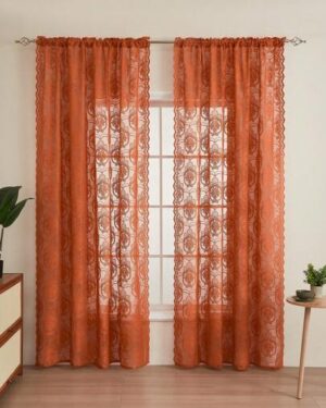 1pc Luxury Solid Color Lace Curtain Sheer Window Decoration