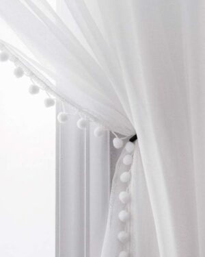 1pc Solid Color Lace Sheer Curtain For Bedroom/Living Room Window