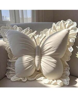 1pc Velvet Pink Butterfly Throw Pillow, Soft Plush Cushion, Suitable For Sofa And Bedding, Perfect Gift For Valentine's Day, Wedding, Harvest Festival, Birthday, Wedding Favor,...