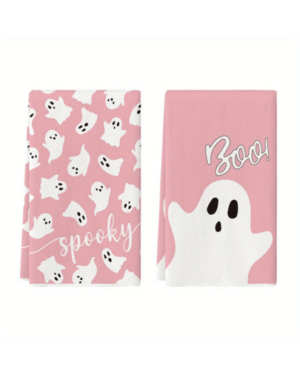 2/4 Pcs Halloween And Christmas Kitchen Towels, Ghostly Patterned Dish Cloths In Pink And White, And Gingerbread Man Towels, Terrifying Hand Drying Towels For Cooking And...