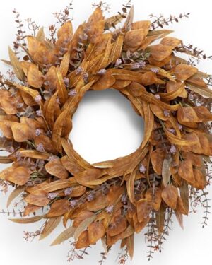 26" Artificial Fall Eucalyptus Wreath with Seeds for Front Door(Orange)
