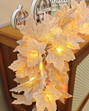 2 Pack Fall Decor Fall Garland with Lights Total 13Ft 40LED Battery Powered