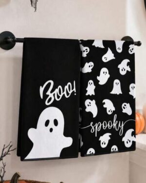 2pcs/Set Halloween Decor, Kitchen Dish Towels, Dry Cloth Hand Towels, Seasonal Winter Dining Bathroom Decor Towels, Halloween Party Supplies, Halloween Holiday Absorbent Cooking...