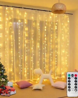 SHEIN | 300 LED Curtain String Lights, Fairy String Lights With 8 Light Modes & Remote Controlled