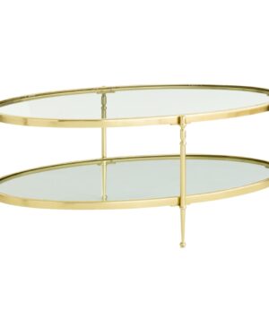 AT HOME | Brushed Gold & Glass Oval Coffee Table