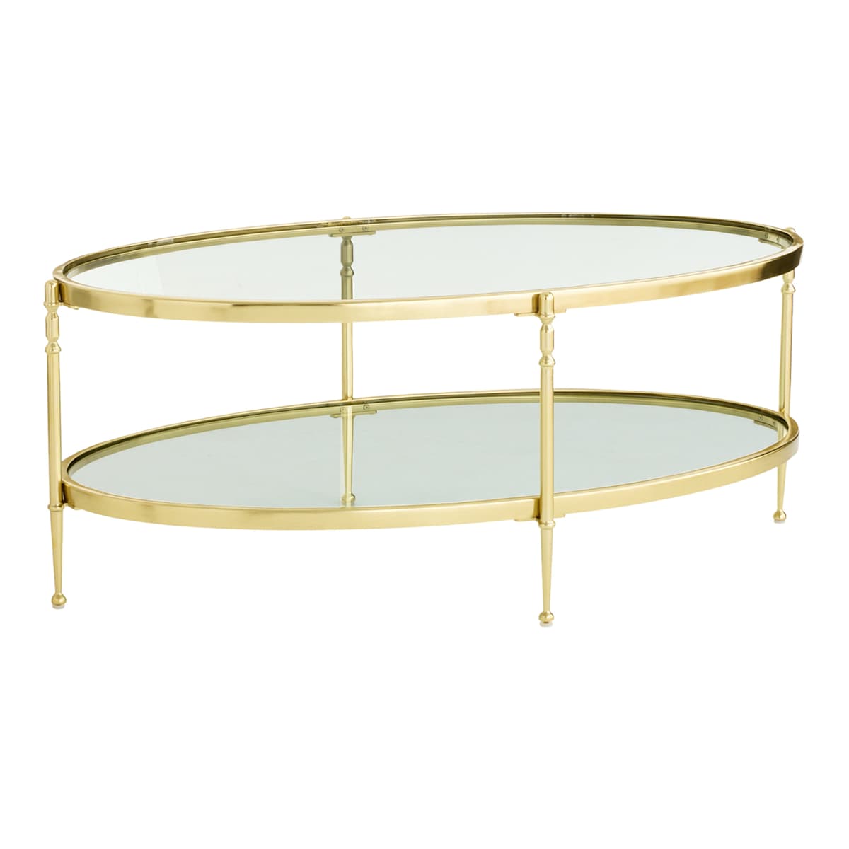 AT HOME | Brushed Gold & Glass Oval Coffee Table