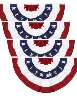 4PCS 3x6 Ft American Pleated Fan Flag, Patriotic Half Fan Bunting Flag